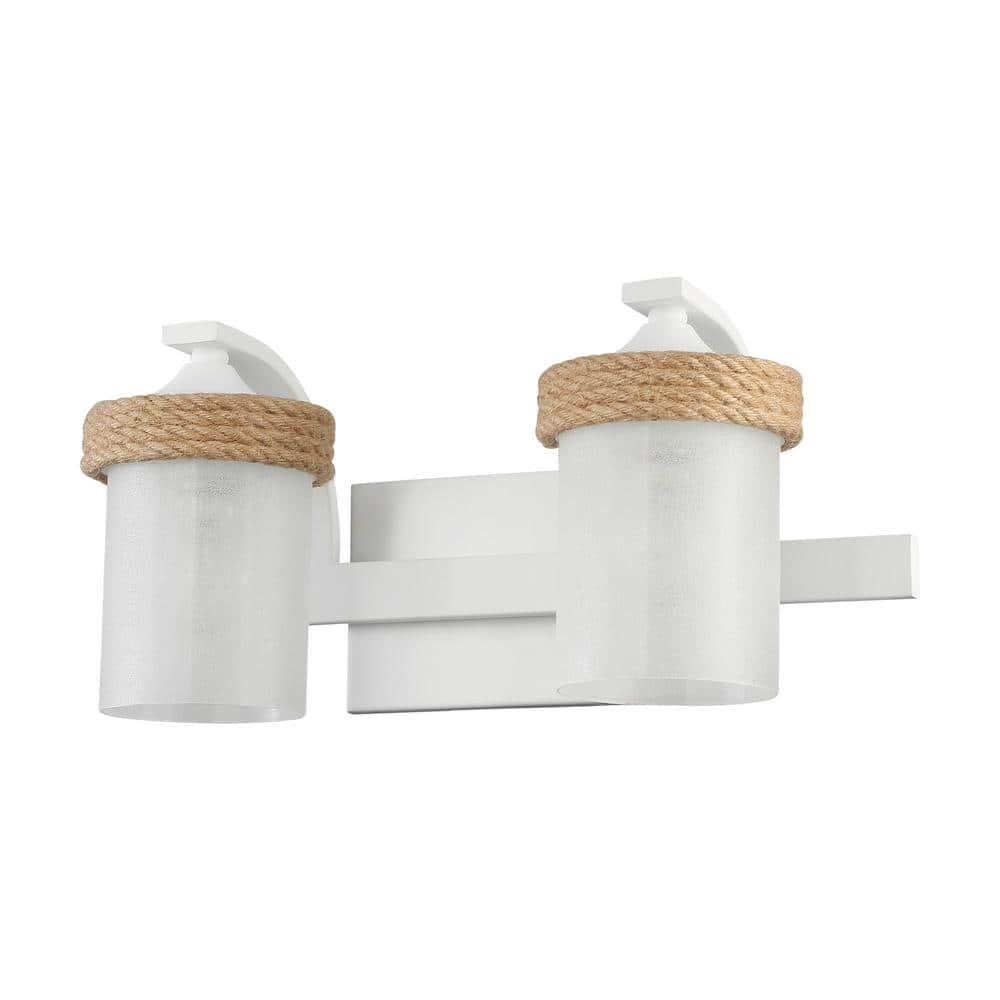 Natural White Coastal Vanity Light with Frosted Glass Shades