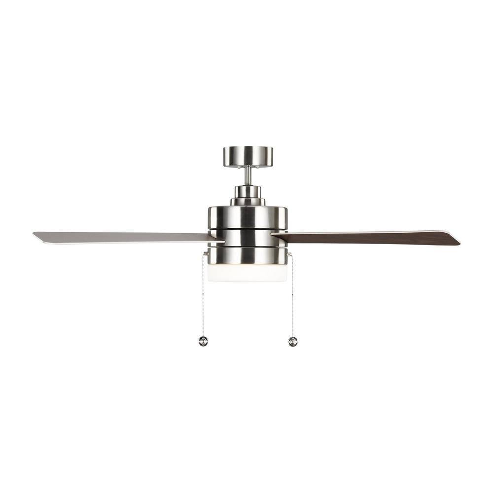 Brushed Steel 52'' Ceiling Fan with Solid Wood Blades and Light Kit