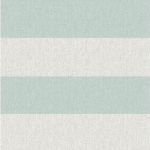 Chesapeake Awning Aqua Stripe Paper Strippable Roll Wallpaper (Covers 56.4 sq. ft.)