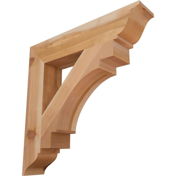 Ekena Millwork 5.5 in. x 32 in. x 32 in. Western Red Cedar Merced Traditional Smooth Bracket