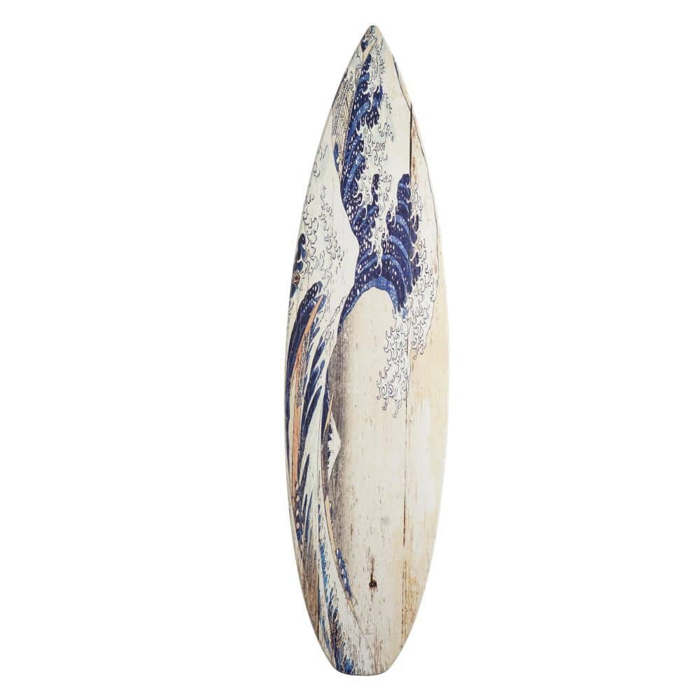 American Art Decor 15 in. x 60 in. Natural, Blue The Great Wave
