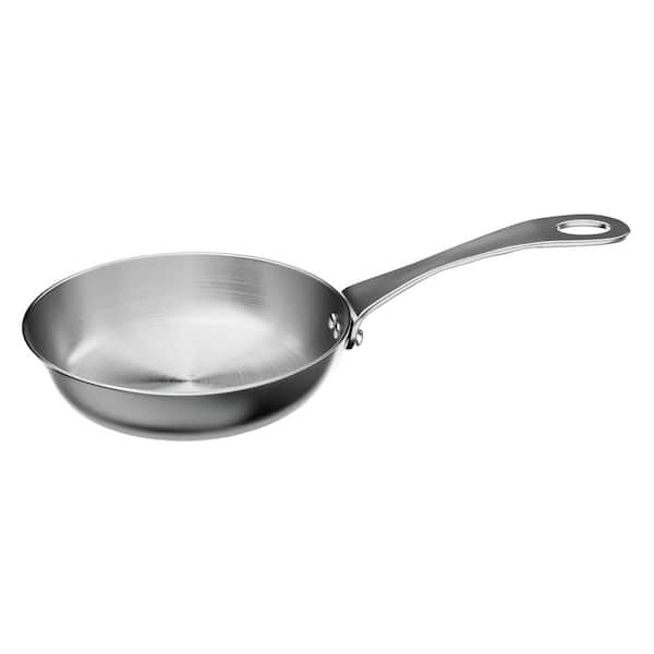 4 in. Stainless Steel Nonstick Butter Warmer Skillet in Silver with Lid, Multipurpose Mini Frying Pan, 1-Piece