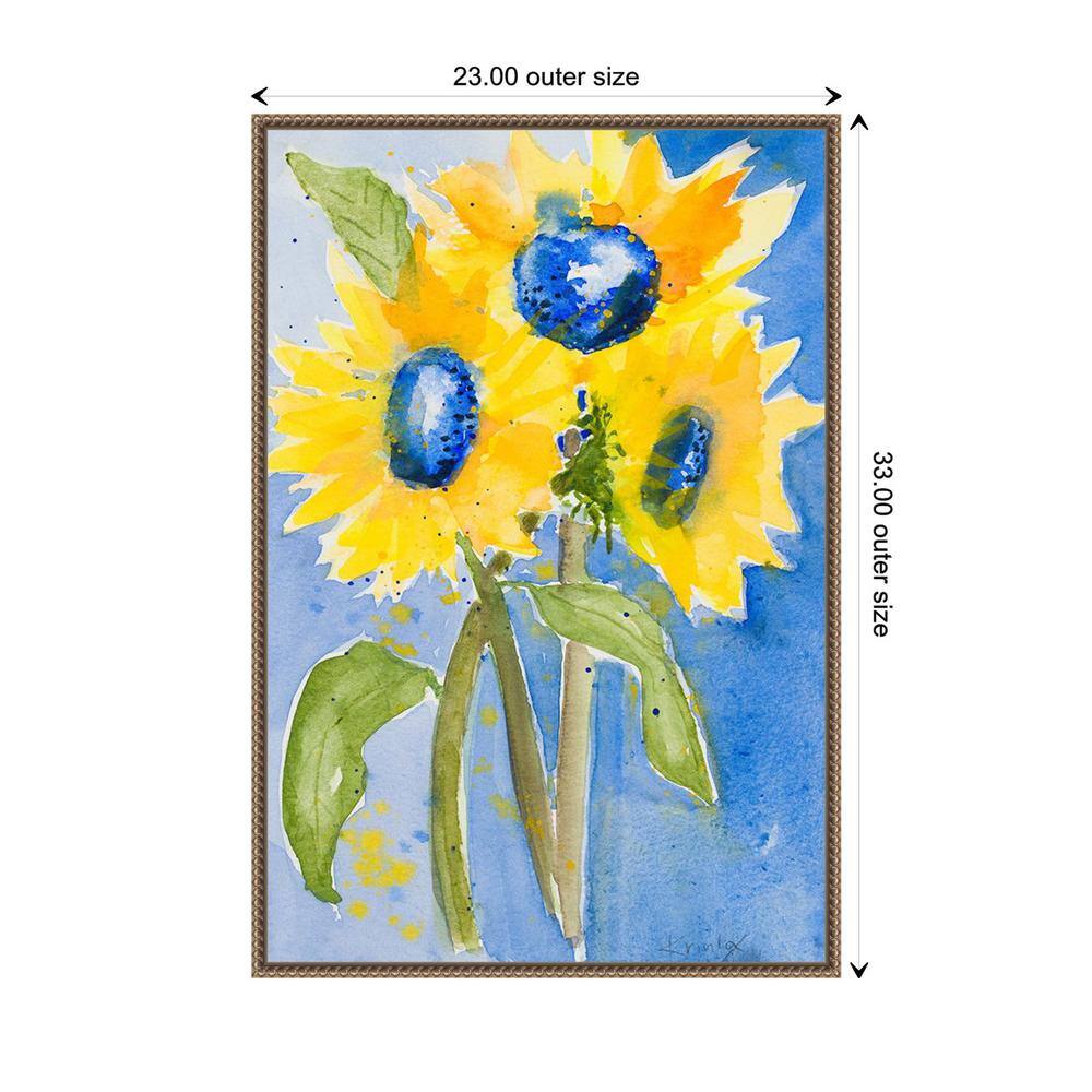Sunflowers Abstract Canvas Print with Bronze Frame, 23"x33"