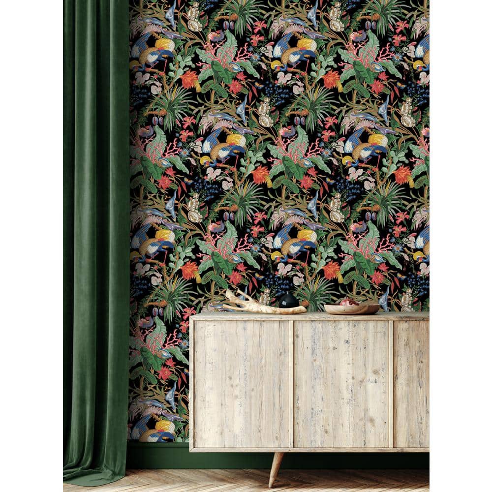 Ebony Tropical Canopy Self-Adhesive Vinyl Wallpaper