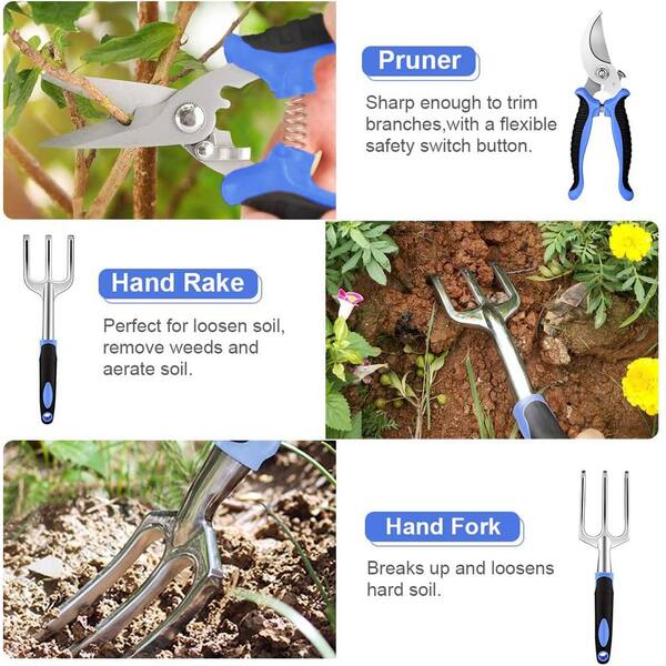 Garden Tool Starter Kit (Digging Shovel, Leaf Rake, Hedge Shears, 5/8 Bypass  Hand Pruner) - HART Tools