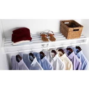 Expandable Closet Shelf & Rod 17.5 in. W - 27 in. W, White,Mounts to 2 Side Walls (NO End Brackets), Wire, Closet System