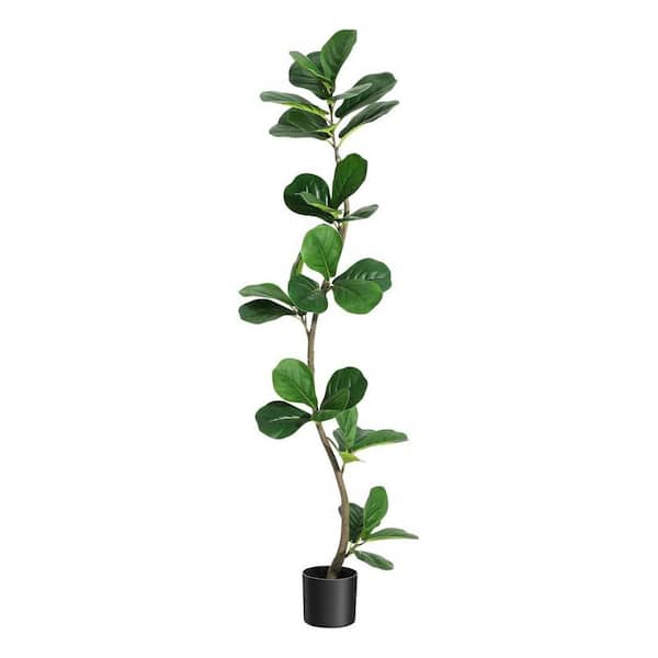 5 Ft Artificial Fiddle Leaf Fig Tree,Large Faux Ficus Lyrata Tree Floor Plants,Tall Plant with Black Nursery Planter