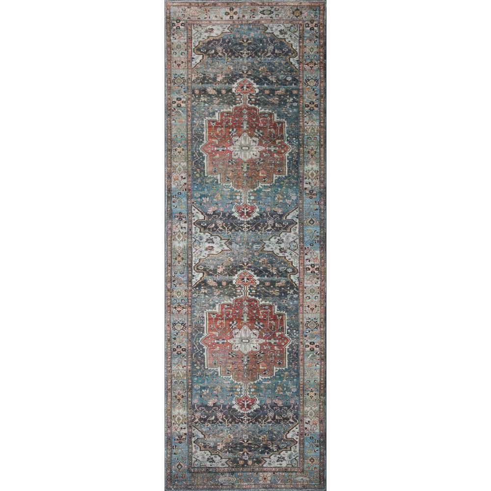 Margot 24" x 60" Blue Synthetic Easy Care Rug