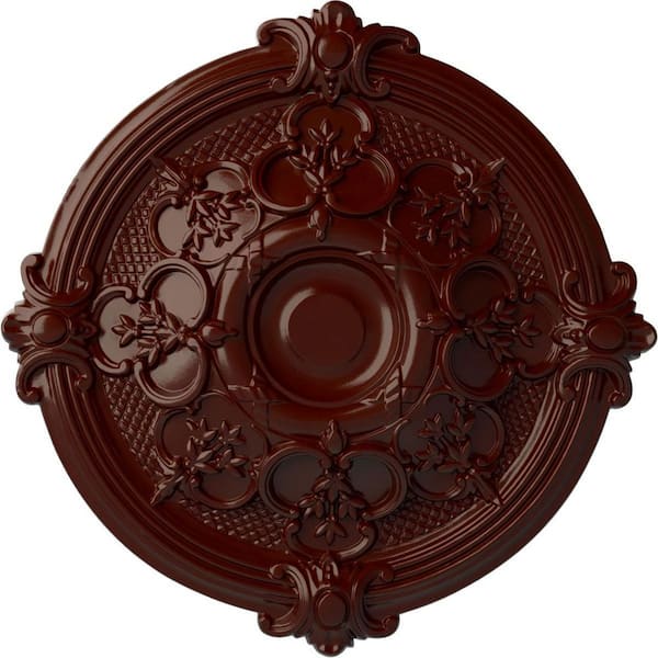 Ekena Millwork 17-3/8" x 1-3/4" Hamilton Urethane Ceiling Medallion (Fits Canopies upto 3-3/4"), Brushed Mahogany