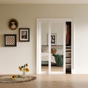48 in. x 80 in. Solid MDF Core Mirrow White Finished Composite Sliding Door with Hardware Kit