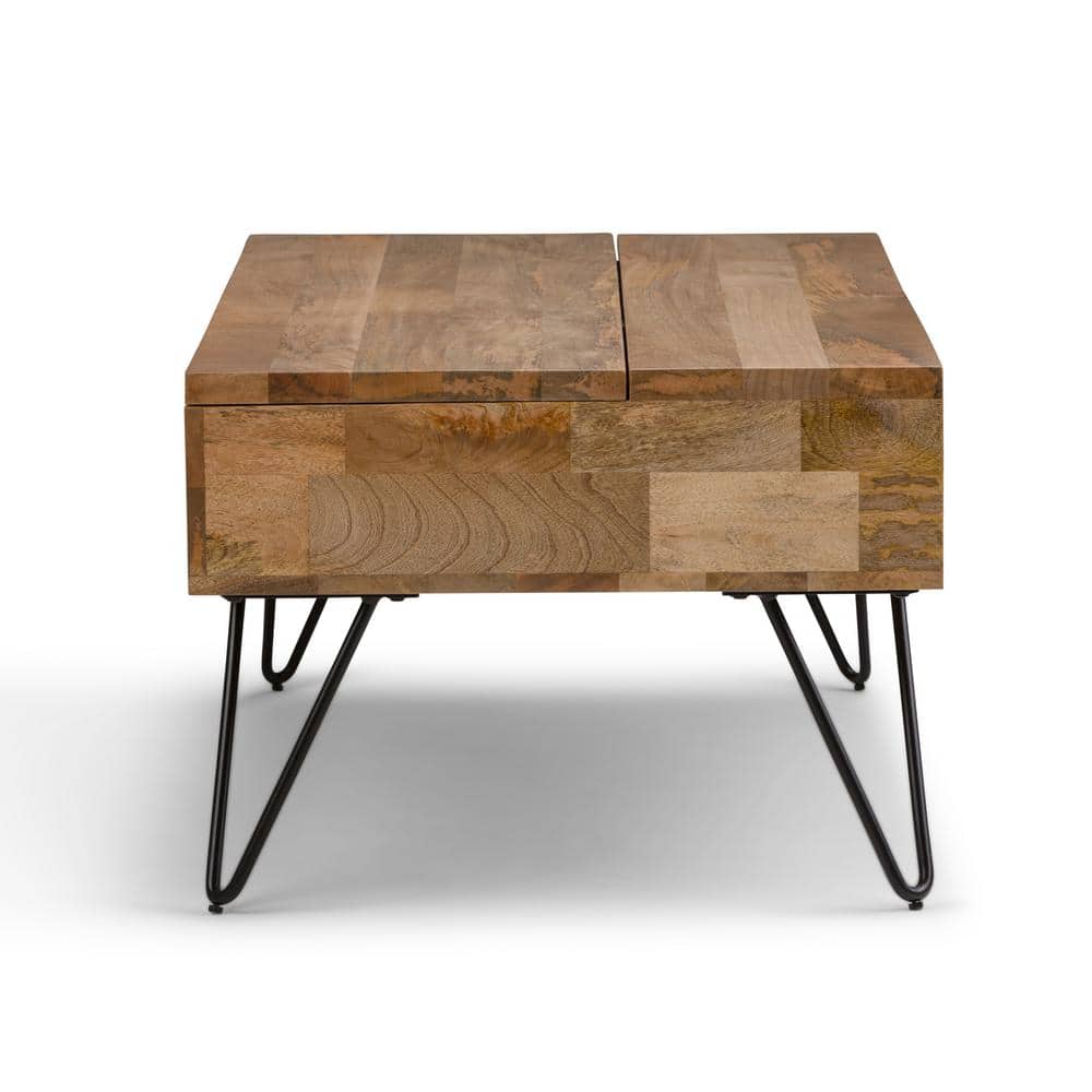 Hunter Industrial Natural Mango Wood 48" Lift-Top Coffee Table with Storage