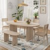 Spruce & Spring Eden 6-Piece Oval Natural Wood Top Dining Table Set Seats 6 with Bench and 4 Dining Chairs Modern Style Dining Room Set HDDJDTS71AAN