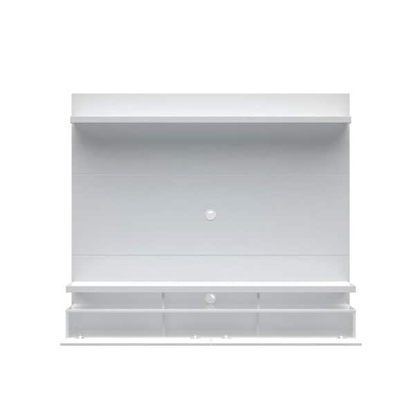 Manhattan Comfort City 72 in. White Gloss Composite Floating Entertainment Center Fits TVs Up to 70 in. with Wall Panel