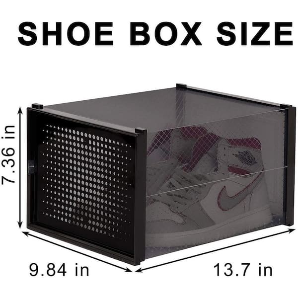 Tatahance 6-Pair Stackable Clear Plastic Foldable Shoe Boxes in