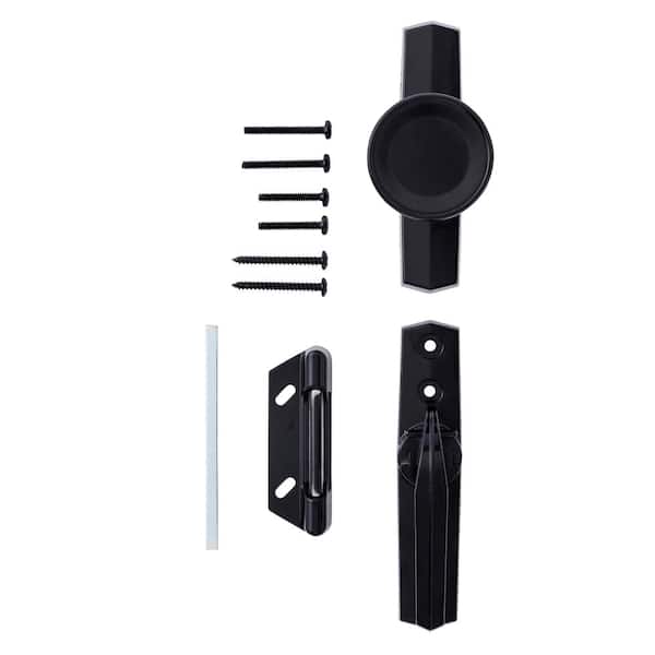 Universal Knob Door Latch for Screen and Storm Doors, Black