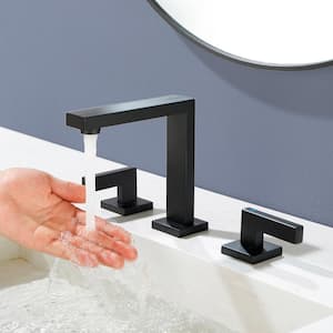 8 in. Widespread Bathroom Faucet 3-Holes Double-Handle Bathroom Faucet in Matte Black