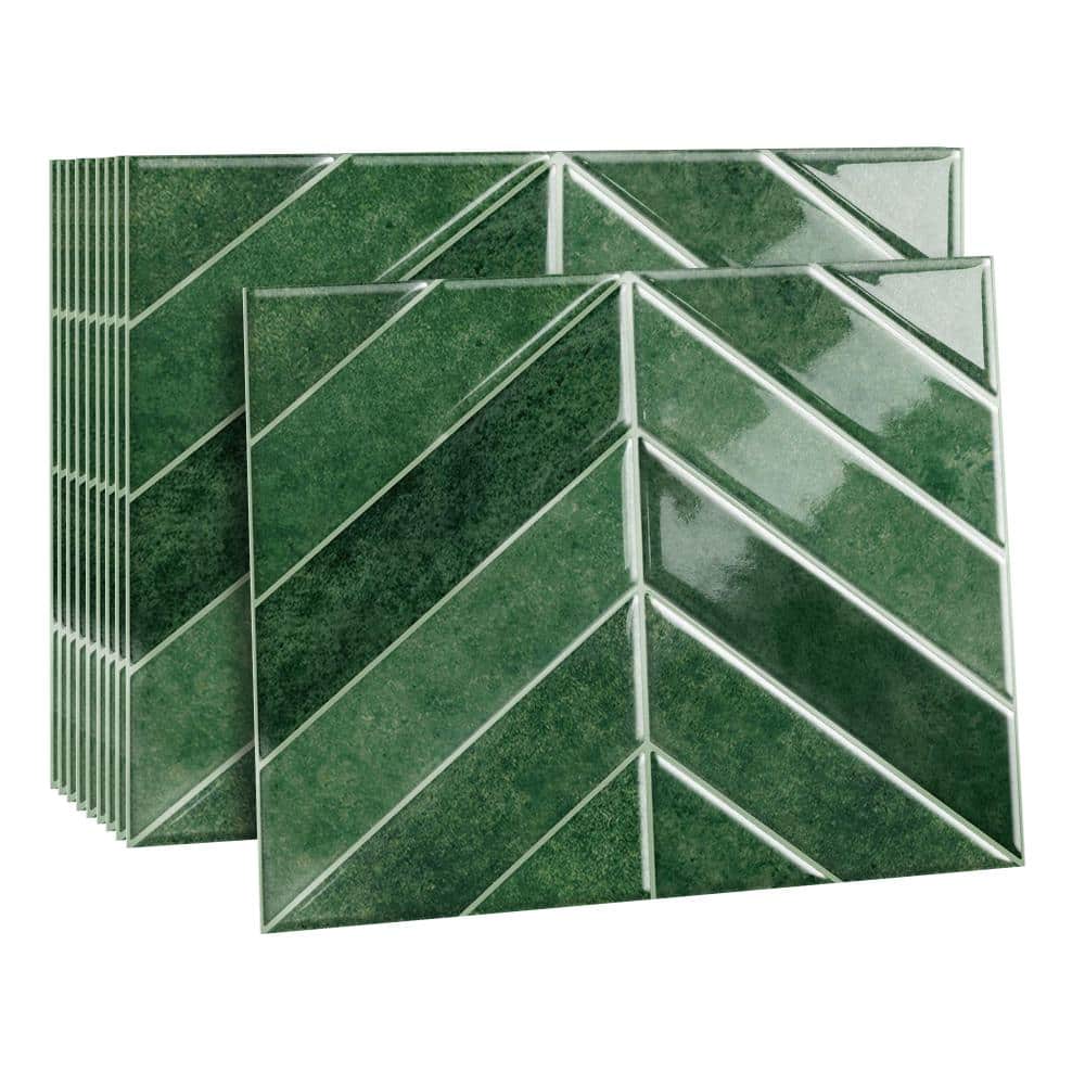 Frost Green Chevron Peel & Stick Wall Tiles 11.4 in. x 9 in. Self-Adhesive Vinyl Tile for Kitchen, Bathroom,RV (10-Pack) price history on PriceWatchPro