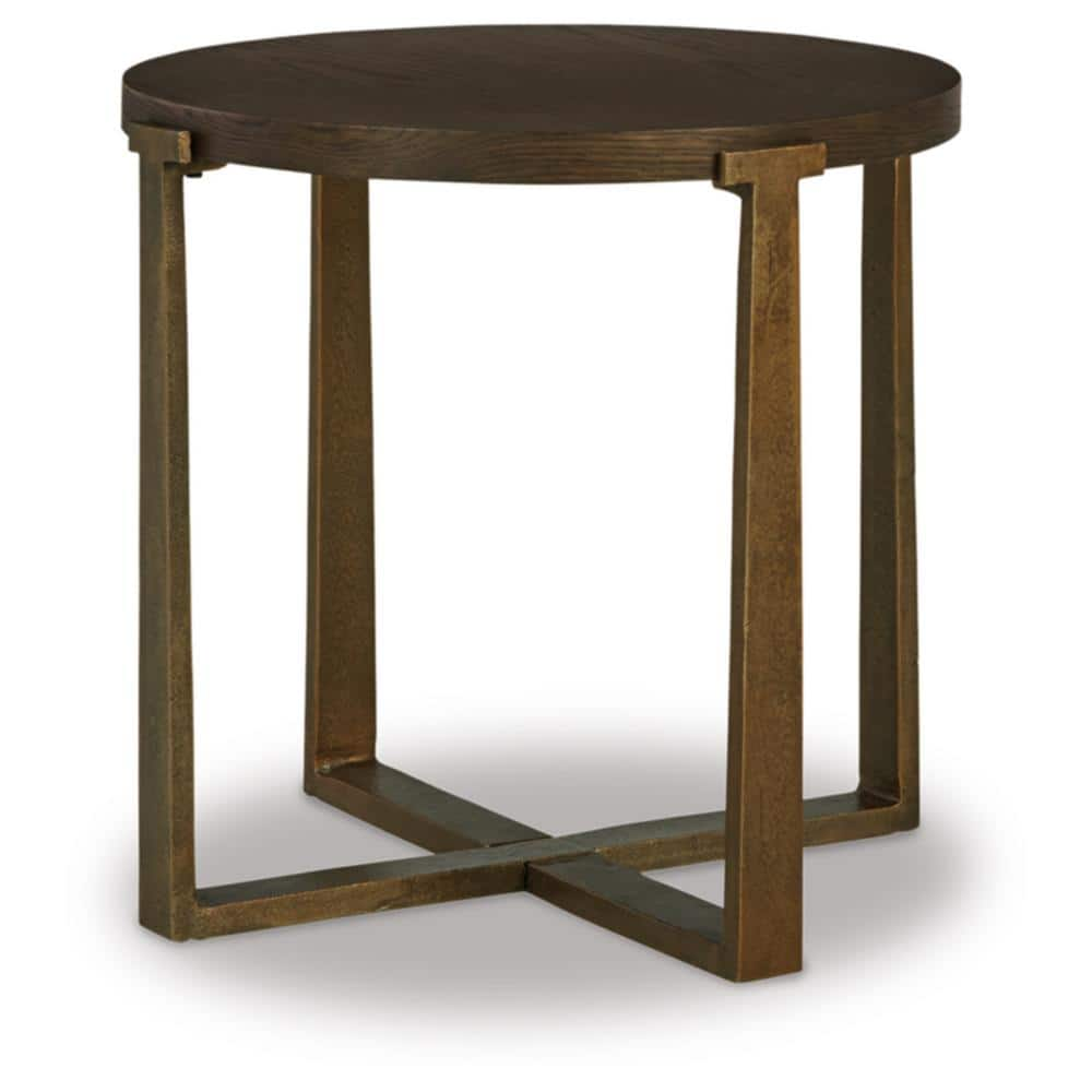 UPC 024052812473 product image for Balintmore 23.5 in. Brown Round MDF End Table with Cross Base | upcitemdb.com