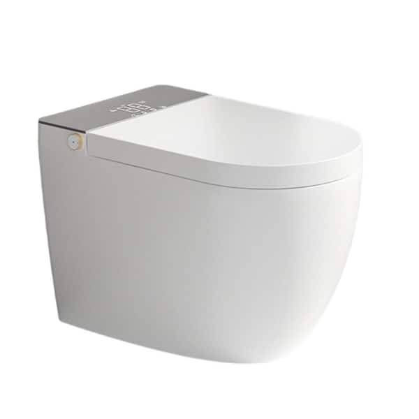 Modern Elongated Bidet Toilet 1.28 GPF in White/Gray with Auto Open/Close Lid, Heated Seat and Instant Warm Water