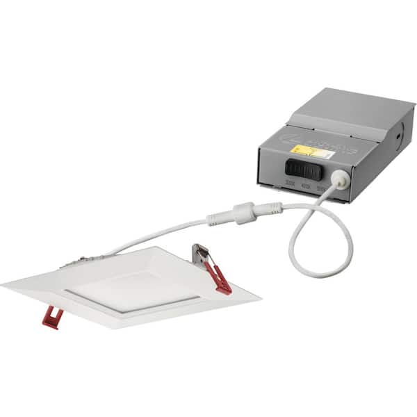 Lithonia Lighting 4 in. Wafer Square Baffle White Selectable New Construction/Remodel Integrated LED Recessed Kit