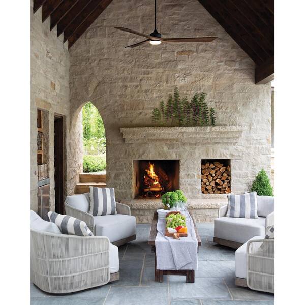 HINKLEY - Sculpt 60 in. Integrated LED Indoor/Outdoor Matte Black Ceiling Fan with Wall Switch