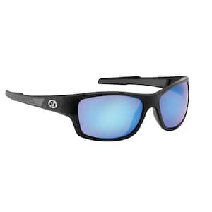 Down Sea Polarized Sunglasses Matte Black Frame with Smoke Blue Mirror Lens