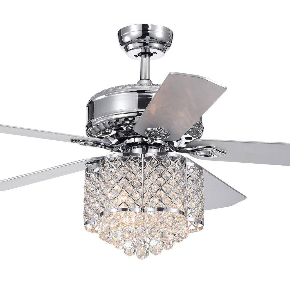 Deidor 5-Blade 52 in. Indoor Chrome Remote Controlled Ceiling Fan with Light KIt price history on PriceWatchPro