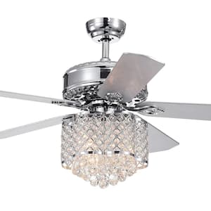 Deidor 5-Blade 52 in. Indoor Chrome Remote Controlled Ceiling Fan with Light KIt