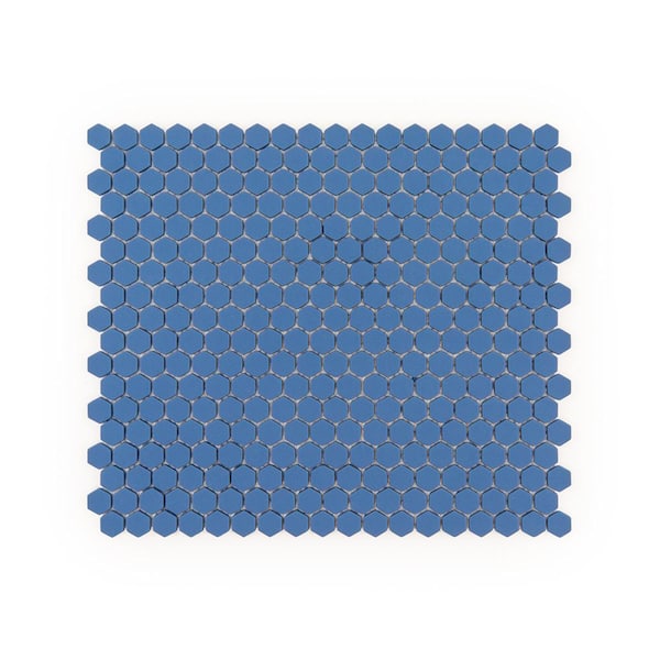 Jeffrey Court 5/8 in. Muze Hexagon Blue 9.875 in. x 11.375 in. Hexagon Matte Glass Wall and Floor Mosaic Tile (0.78 sq. ft./Each)