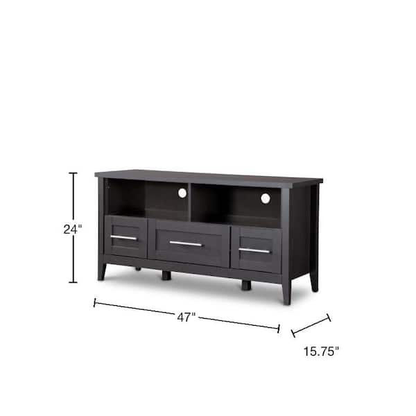 Baxton Studio Baxton 47 in. Dark Brown Wood TV Stand with 3 Drawer