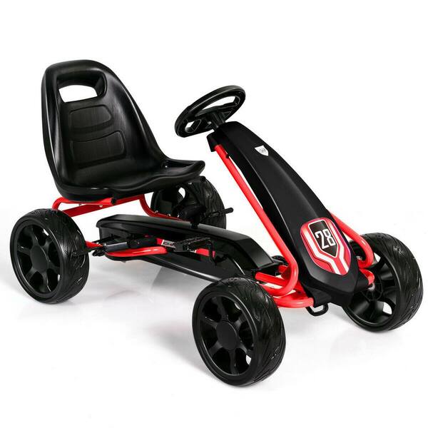 Costway Kids 4-Wheel Pedal Powered Adjustable Seat Go Kart Toys Ride On ...