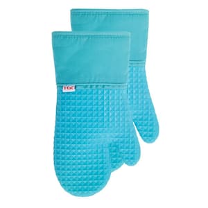 KSP Luxe Lined Silicone Oven Mitt - Set of 2 (Green)