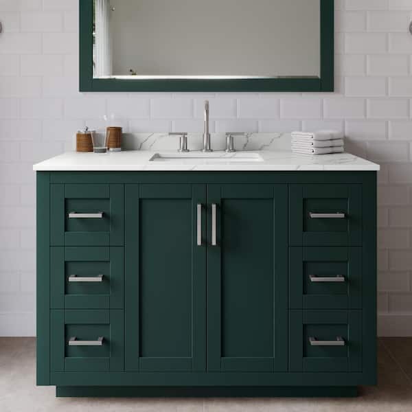 Miranda 48 in. W x 22 in. D x 33.75 in. H Single Bath Vanity in Green with Giotto Quartz Top