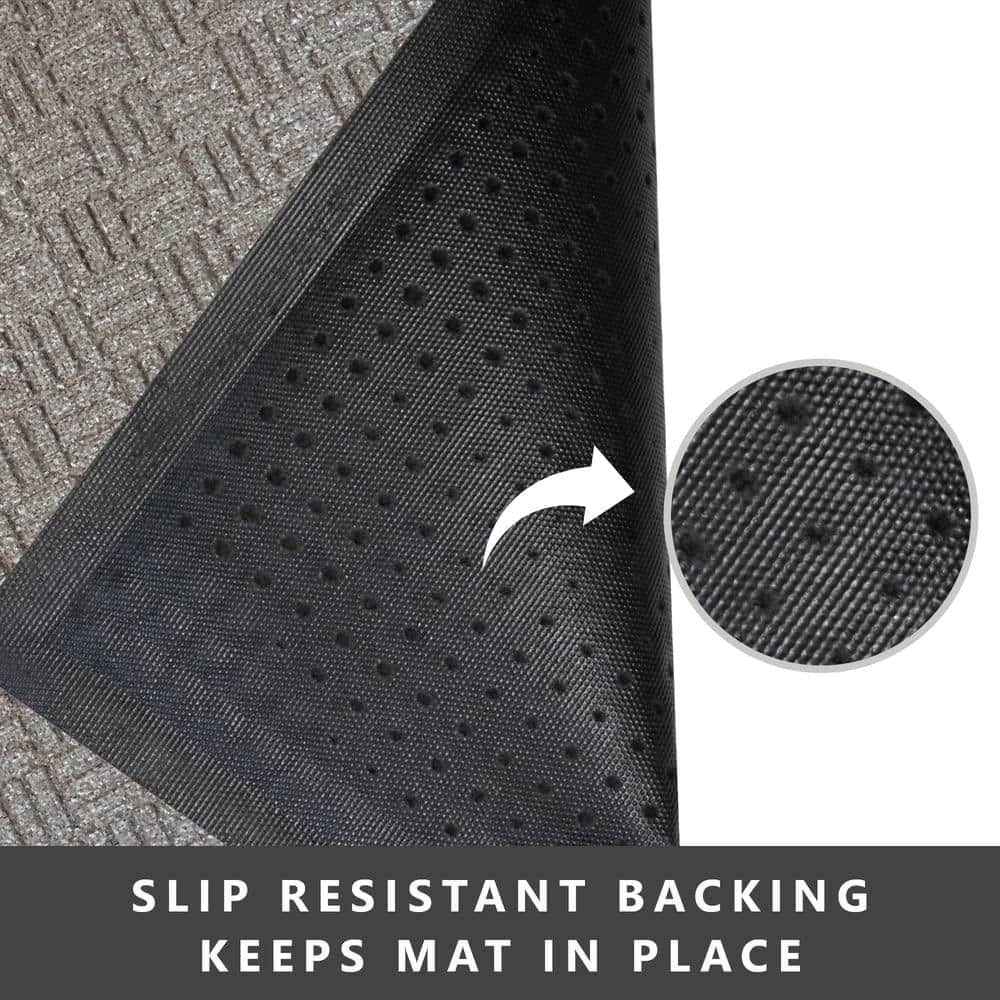 Beige Check Polypropylene 24" x 36" Low-Profile Outdoor Doormat