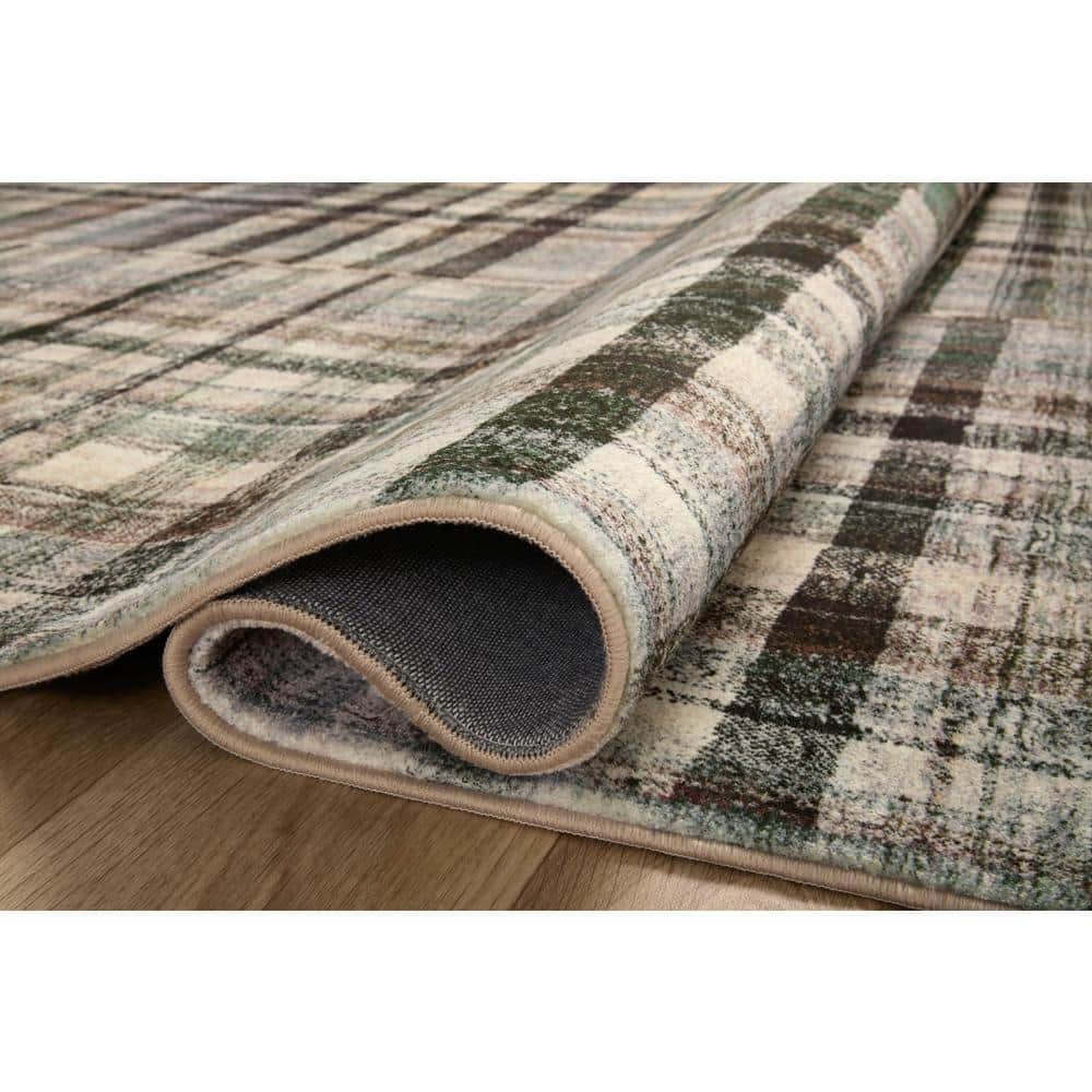 Forest and Multi Plaid Polyester Area Rug 3'6" x 5'6"