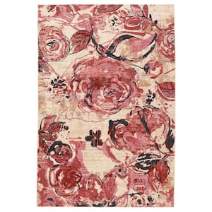 Hermione Pink/Beige 2 ft. 6 in. x 4 ft. Floral Rectangle Indoor/Outdoor Area Rug