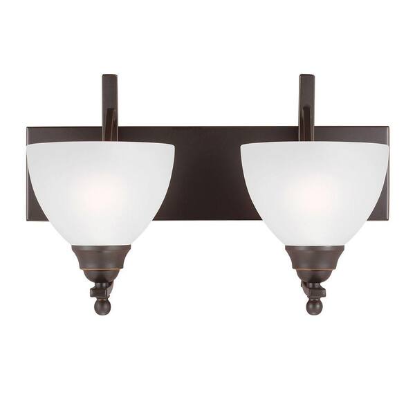 Generation Lighting Vitelli 2-Light Autumn Bronze Wall/Bath Light with Satin Etched Glass