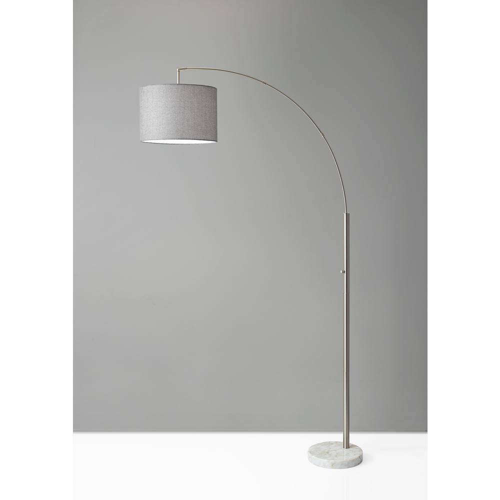Elegant Brushed Steel Arc Floor Lamp with Adjustable Shade