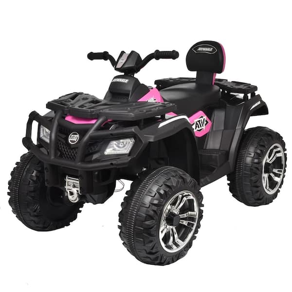 Siavonce Kids ATV 4 Wheeler, 24V 4WD Electric ATV Ride On Toy for Big Kid w/ 2-Seater, Pink