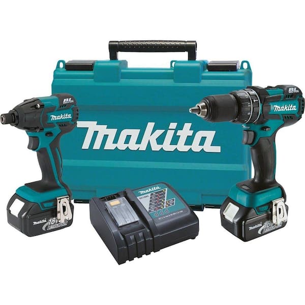 Makita 18V LXT Lithium-Ion Brushless Cordless Hammer Drill and Impact Driver Combo Kit (2-Tool) w/ (2) 3Ah Batteries, Case