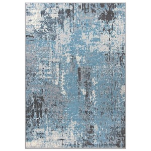 Modern Abstract Blue 7 ft. 10 in. x 10 ft. Area Rug