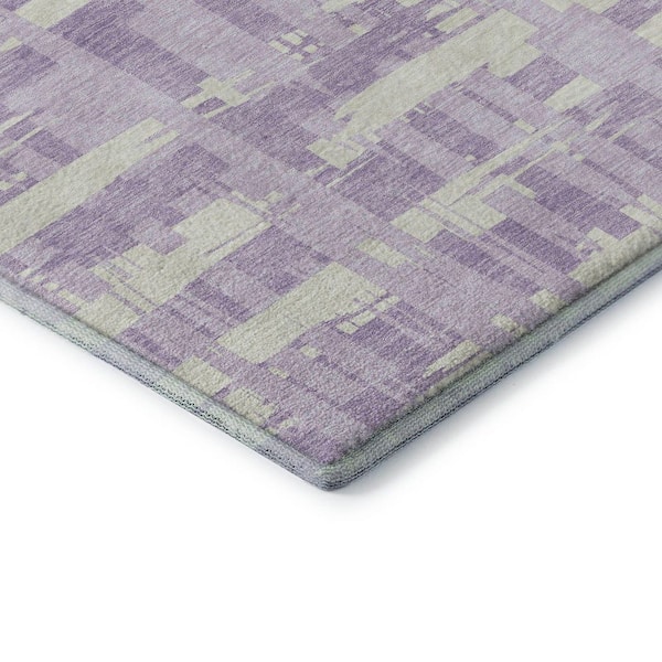 Mayfield Premium Machine Washable Abstract AMF1849 Lavender 2 ft. 3 in. x 7 ft. 6 in. Runner Rug