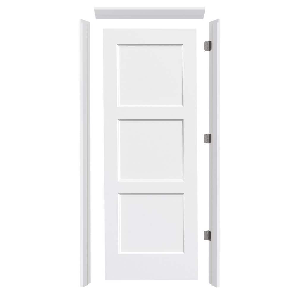 24 in. x 80 in. 3-Panel, Hollow Core, Composite, White Primed, Prehung Interior Door Right-Handed with Jamb and Hardware price history on PriceWatchPro