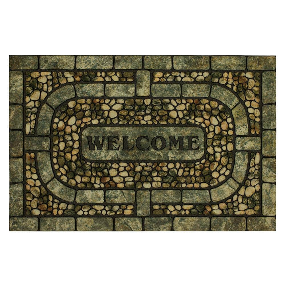 Welcome Rock Wall Graystone Outdoor Doormat, (21 x 48)