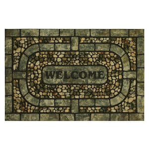 Welcome Garden Pebbles Gray 23 in. x 35 in. Doorscapes Estate Mat