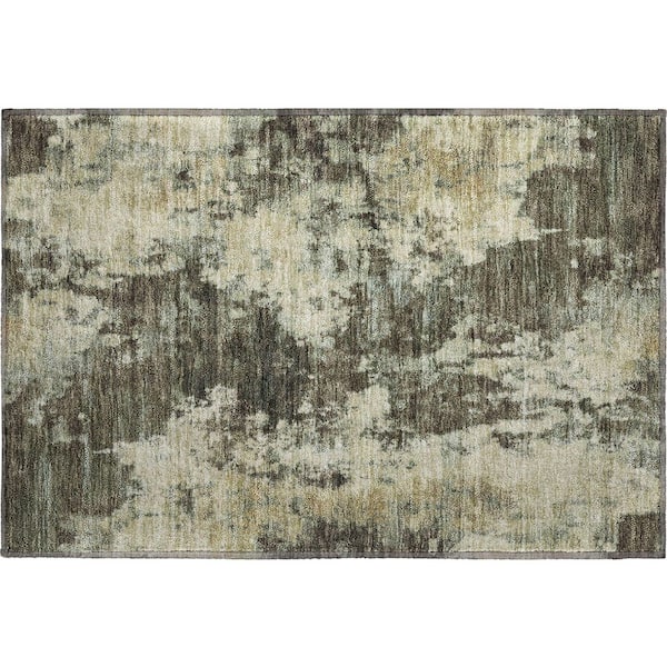 Mayfield Premium Machine Washable Abstract AMF2066 Brown 2 ft. x 3 ft. Accent Rug