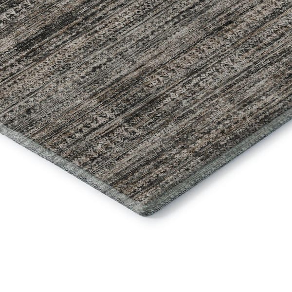 Mayfield Premium Machine Washable Abstract AMF1971 Taupe 2 ft. x 7 ft. Runner Rug
