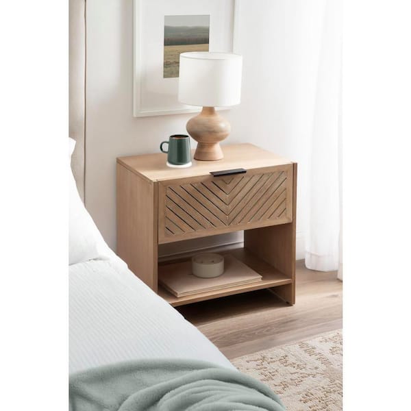 Mezzeta 22 in. Natural Rectangle Wood End Table