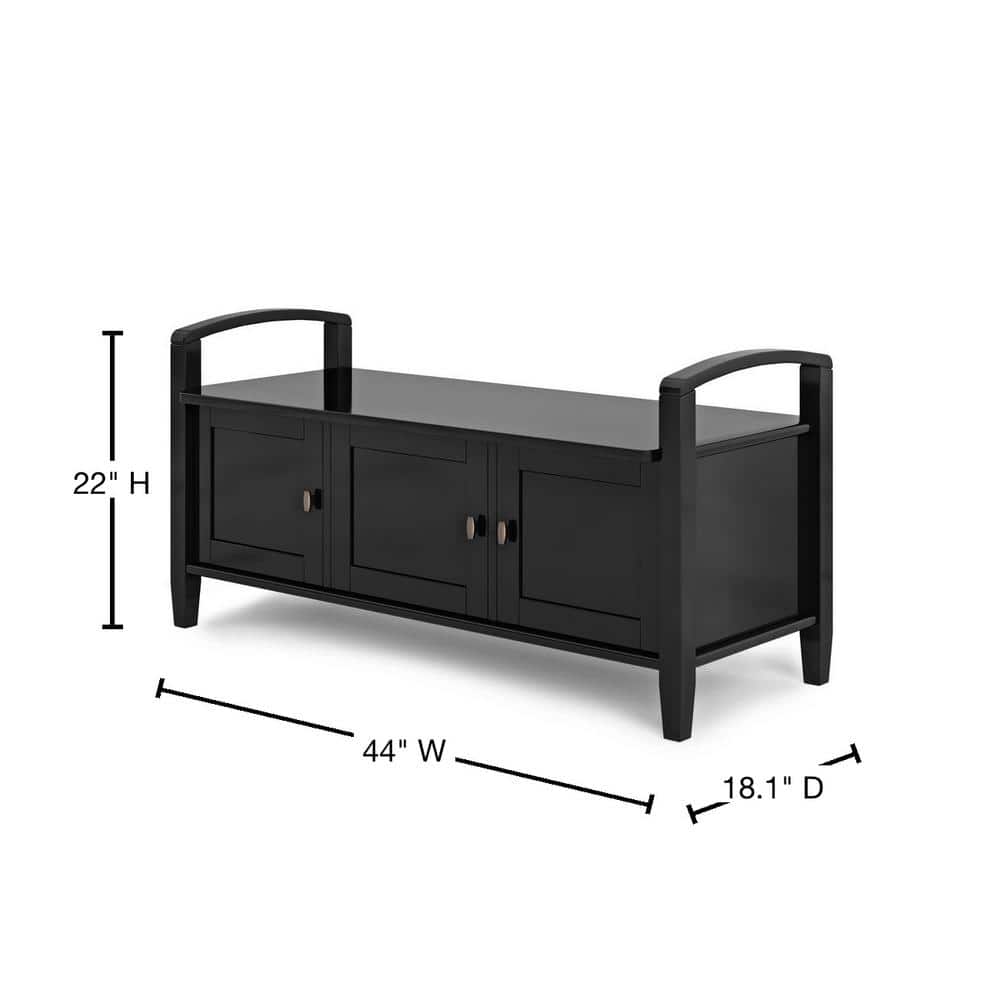Black Pine 44" Entryway Storage Bench with Shelves