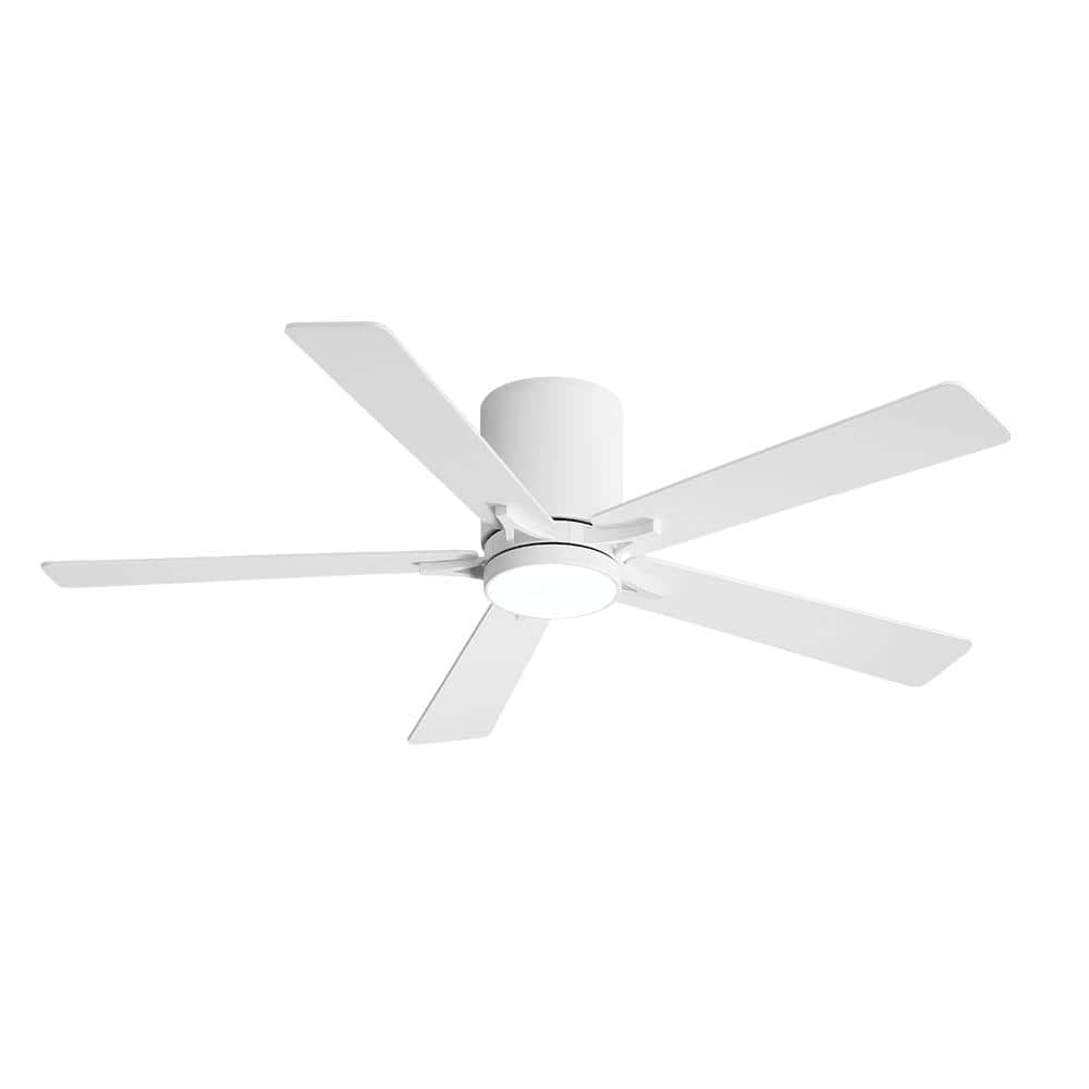 48 in. (4 ft.) DC Motor Indoor Flush Mount Ceiling Fan with Integrated LED, 5 Reversible Blades, White price history on PriceWatchPro